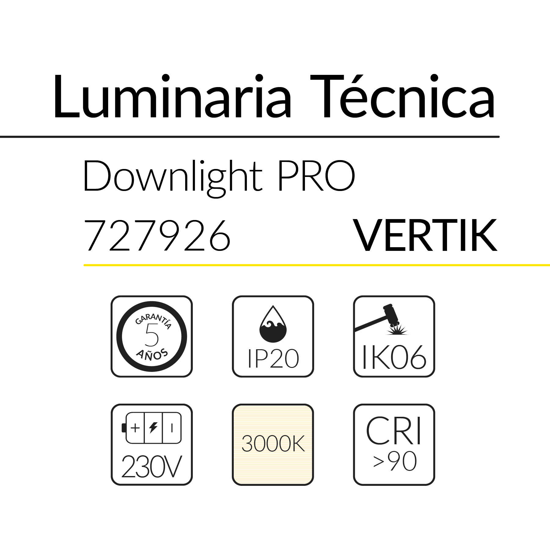 31.2 Downlight PRO Vertik 12W 36D 3000K Negro BLUELed 727926 efecto hover Solmad