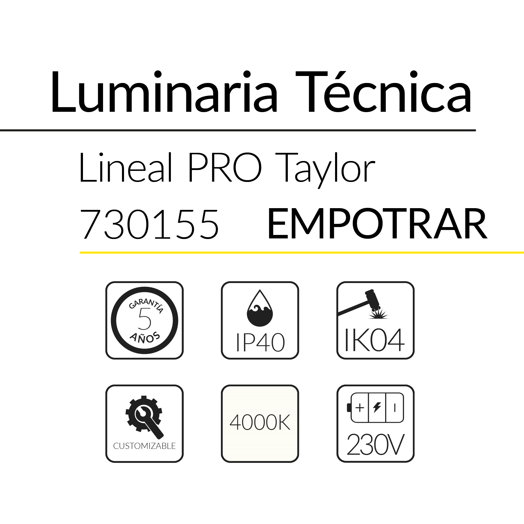 8.2 Taylor Lineal Empotrar 16W 4000K Blanco 70x60mm 570mm BLUELed 730155 efecto hover Solmad