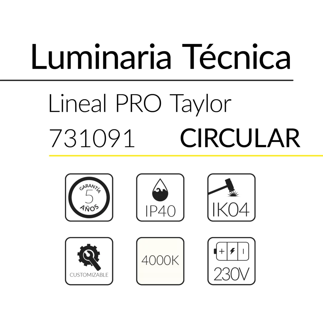 9.2 Taylor Circular 82W 4000K Blanco 35x35mm &Oslash;900mm BLUELed 731091 efecto hover Solmad