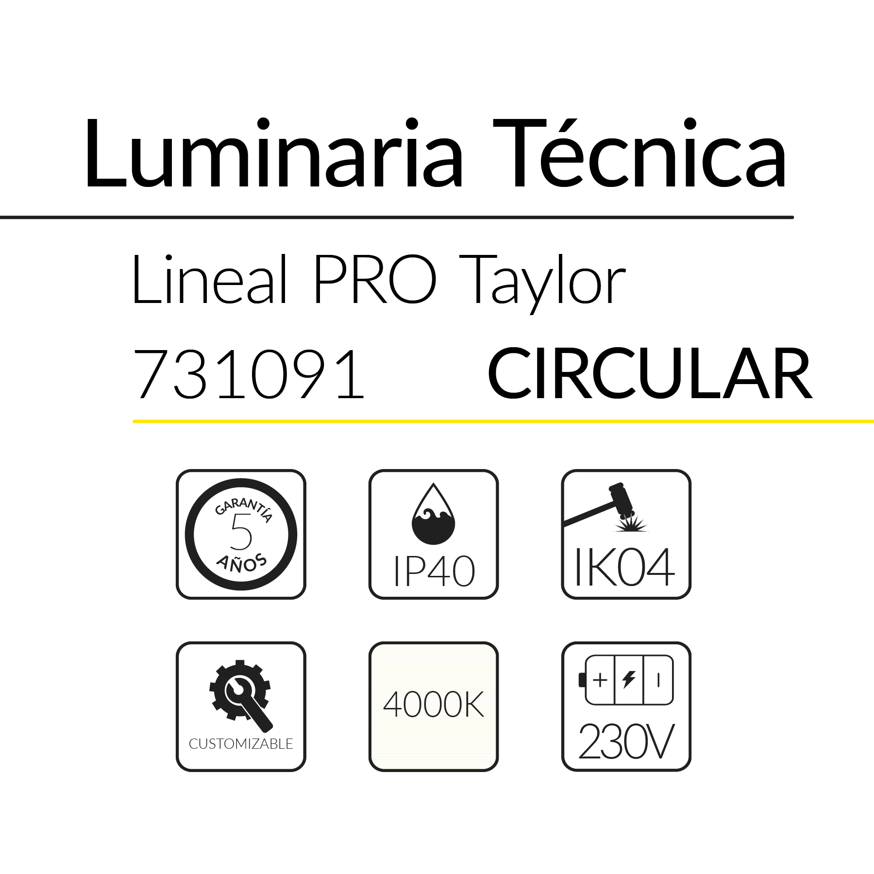 9.2 Taylor Circular 82W 4000K Blanco 35x35mm &Oslash;900mm BLUELed 731091 efecto hover Solmad